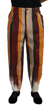Dolce & Gabbana Multicolor Striped Cotton Tapered Trouser Pants -   -  Dolce & Gabbana.